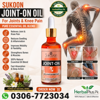 Sukoon Joint On Oil – Herbal Joint Pain Relief Massage Oil for Knees, Back & Muscles